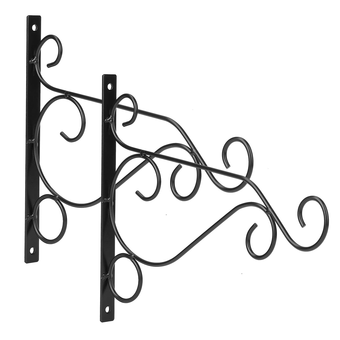 2Pcs Iron Plant Hanging Bracket Plant Hanger Wall Hooks For Bird Feeder Lanterns Wind Chimes - Black -