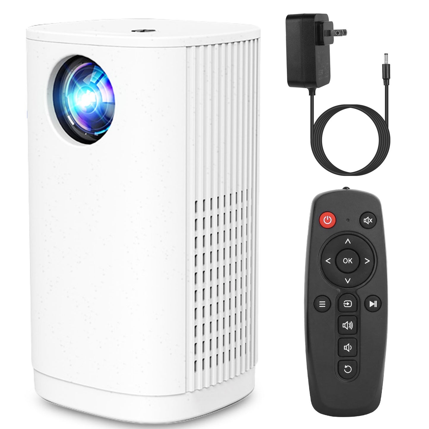 WiFi Mini Projector Portable 1080P Projector Phone Projector Home Movie Projector Compatible with IOS Android iPads U Disk - White -