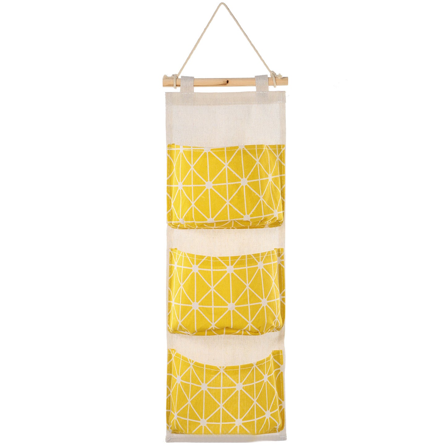 Wall Mounted Storage Bag Door Closet Hanging Storage Bag Organizer Waterproof 3 Pockets Pouch - Yellow -