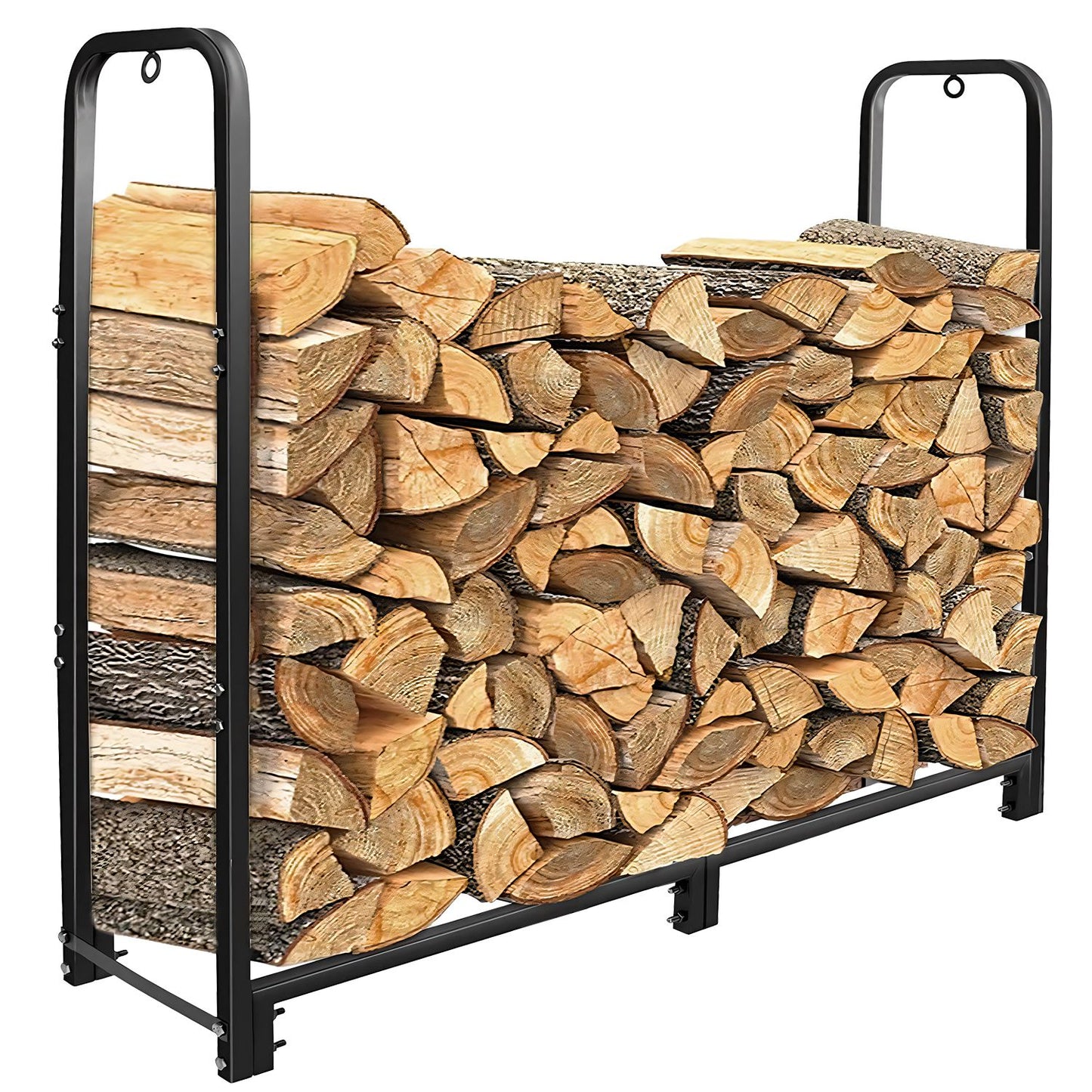 Firewood Log Rack 2500LBS Iron Wood Lumber Storage Stacking Rack 4.03ft Heavy Duty Pile Lumber Storage Holder for Fireplace Firepit - Black -