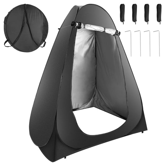 Pop Up Privacy Tent Foldable Outdoor Shower Toilet Tent Portable Clothes Changing Room Camping Shelter with Carry Bag for Camping Hiking Beach Picnic - Black -