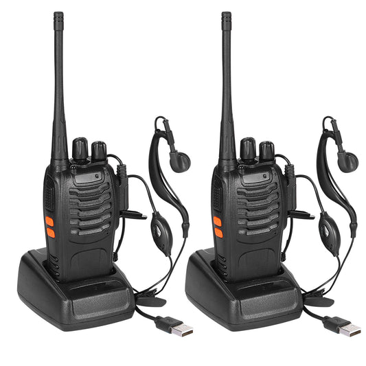 2 x Baofeng BF-888S Walkie Talkies Two Way Radio UHF 16CH 400-470MHZ Long Range - Black -