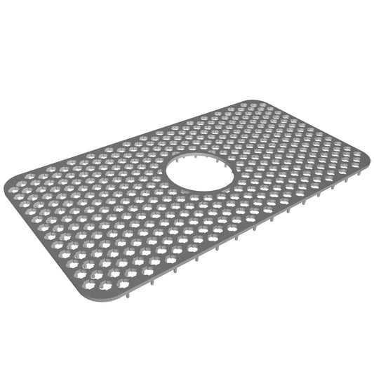 Silicone Grid Sink Mat with Central Drain Hole 12.87x24.68Inch Non-Slip Kitchen Stainless Steel Sink Protector Dishwasher Safe - Gray - Large