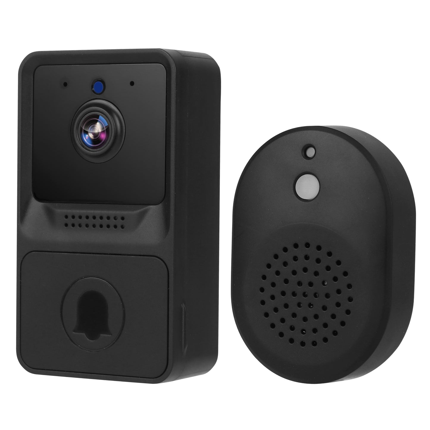 Smart Wireless Chime WiFi Doorbell Security 2 Way Intercom Visual Bell Chime Night Vision Camera Door Bell - Black -