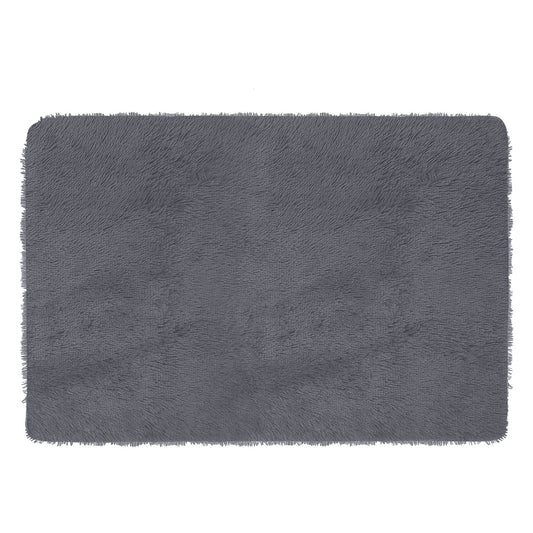 Fluffy Bedroom Rug 4’ x 2.6’ Anti-Skid Shaggy Area Rug Decorative Floor Carpet Mat for Nursery Bedroom Living Room - Gray -