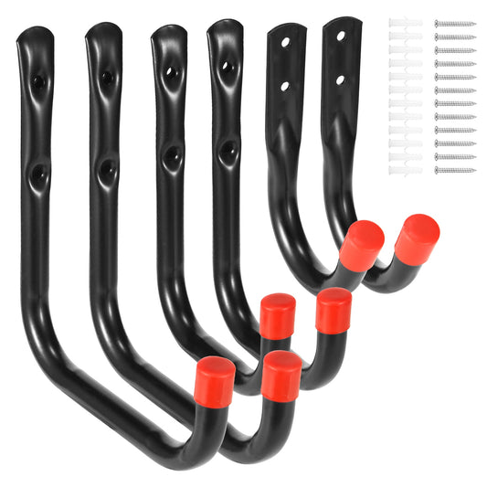 6 Packs Garage Storage Hooks 22lbs Load Bike Bicycle Hooks Heavy Duty Utility Hooks Wall Hanger Rack For Garage Basement Shop Ladder