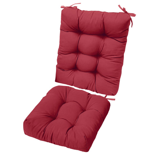 Rocking Chair Cushion 2 Pieces Back Seat Sets with Non-Slip Ties Polyester Fiber Filling 
Comfortable for Indoor Home Office Car - Wine Red -