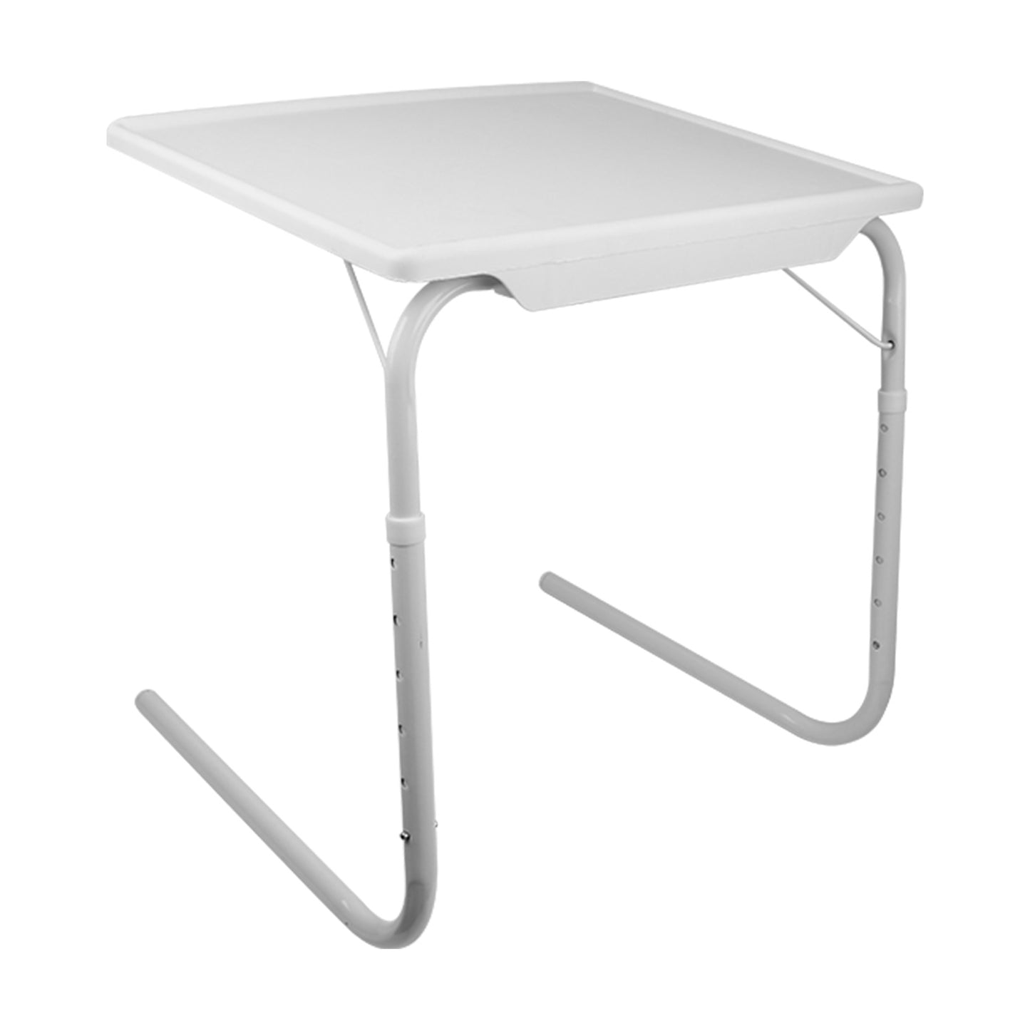 Foldable Tray Table Portable Sofa TV Tray 6 Heights 3 Angles Laptop Desk Adjustable Eating Dinner Coffee for Bed Dorm Home - White -