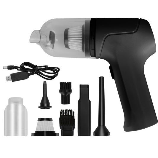 2-in-1 Cordless Vacuum Cleaner and Air Duster Rechargeable Handheld Compressed Air Duster Electric Air Blower Keyboard Cleaner For Car Home Office - Black -