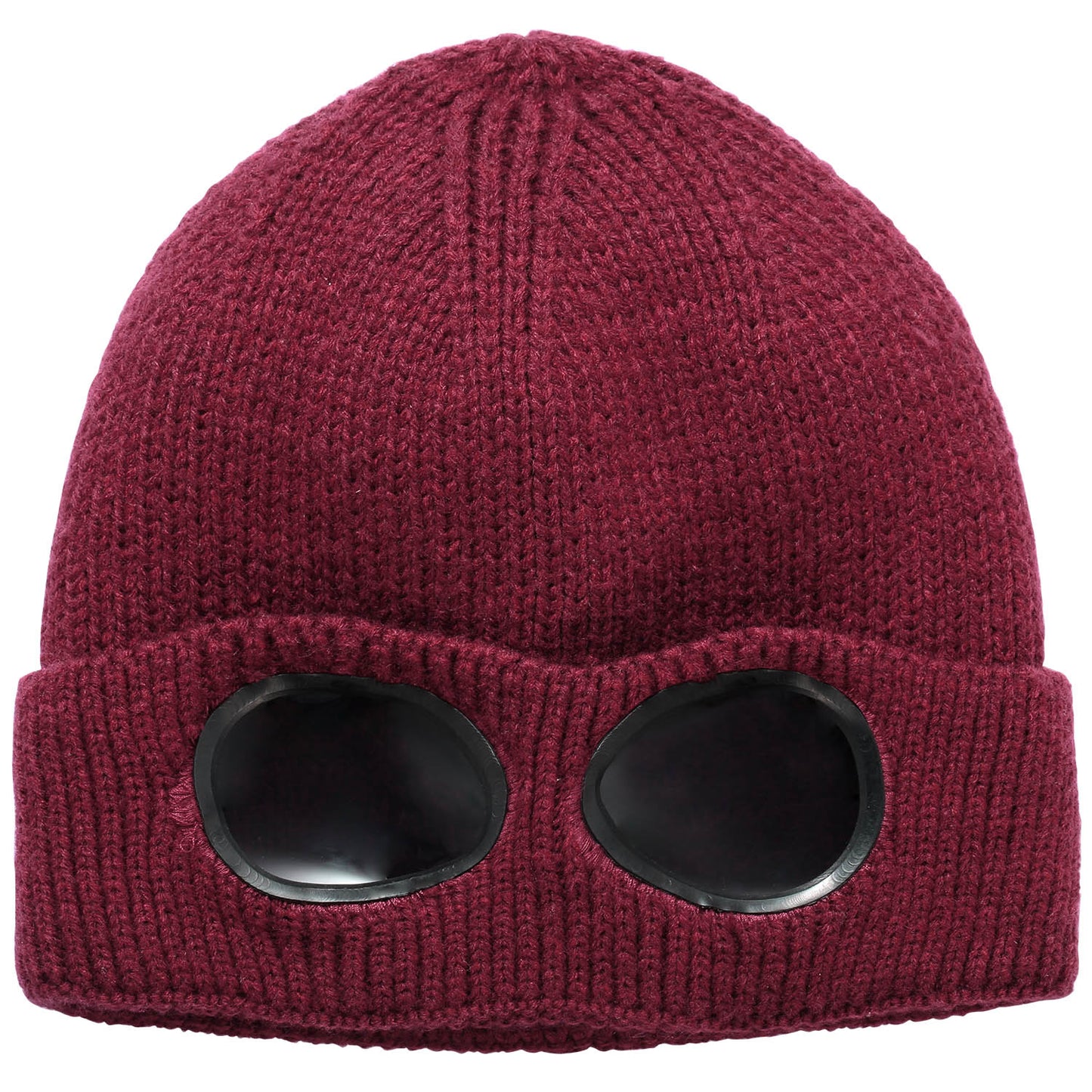 Unisex Knit Beanie Hat with Goggle Chunky Winter Warm Hat Skull Cap 4 Colors - Red -