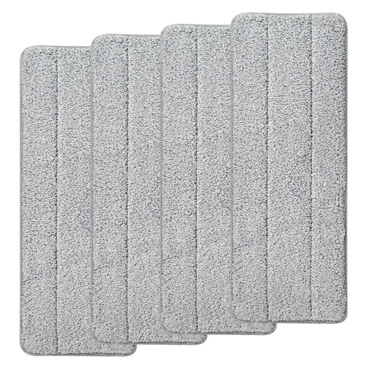 4Pcs Microfiber Mop Pads Reusable Machine Washable Cloth Mop Flat Replacements Head 15.35x4.92in for Wet Dry Floor Cleaning - Gray -