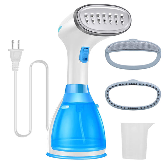 1500W Portable Handheld Clothes Steamer with 2 Brush Electric Travel Steamer for Garments Clothing Wrinkles Remover Dry Ironing Protection 30S Heat Up - Blue -