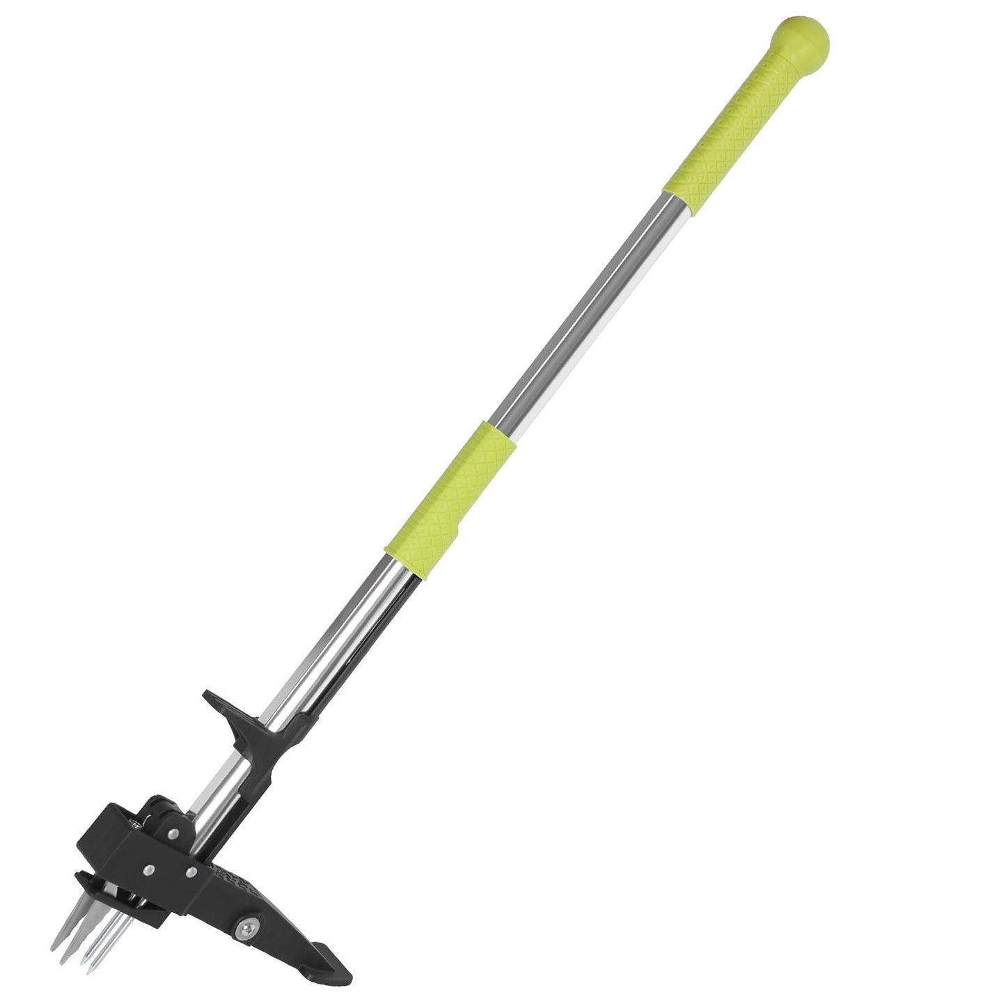 38.97in Aluminum Weed Puller Stand Up Weeder Without Bending Kneeling Manual Weed Remover Tool with 4 Claws for Lawn Yard Garden Patio - Green -