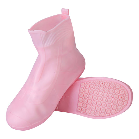 Waterproof Shoe Covers Reusable Not-Slip Rain Shoe Covers Protectors Foldable TPE Rubber Shoe Protectors For Men Women Kids - Pink - Medium