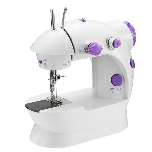 Electric Sewing Machine Portable 2 Speed Overlock Foot w/ Foot Pedal LED Light - White -