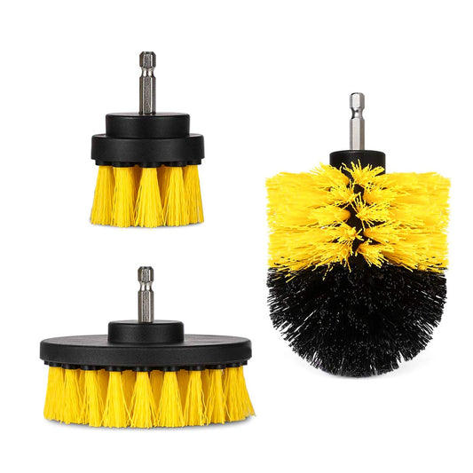 3Pcs/Set Drill Brush Power Scrubber Cleaning Brush for Car Carpet Wall Tile Tub Cleaner Combo - Yellow -