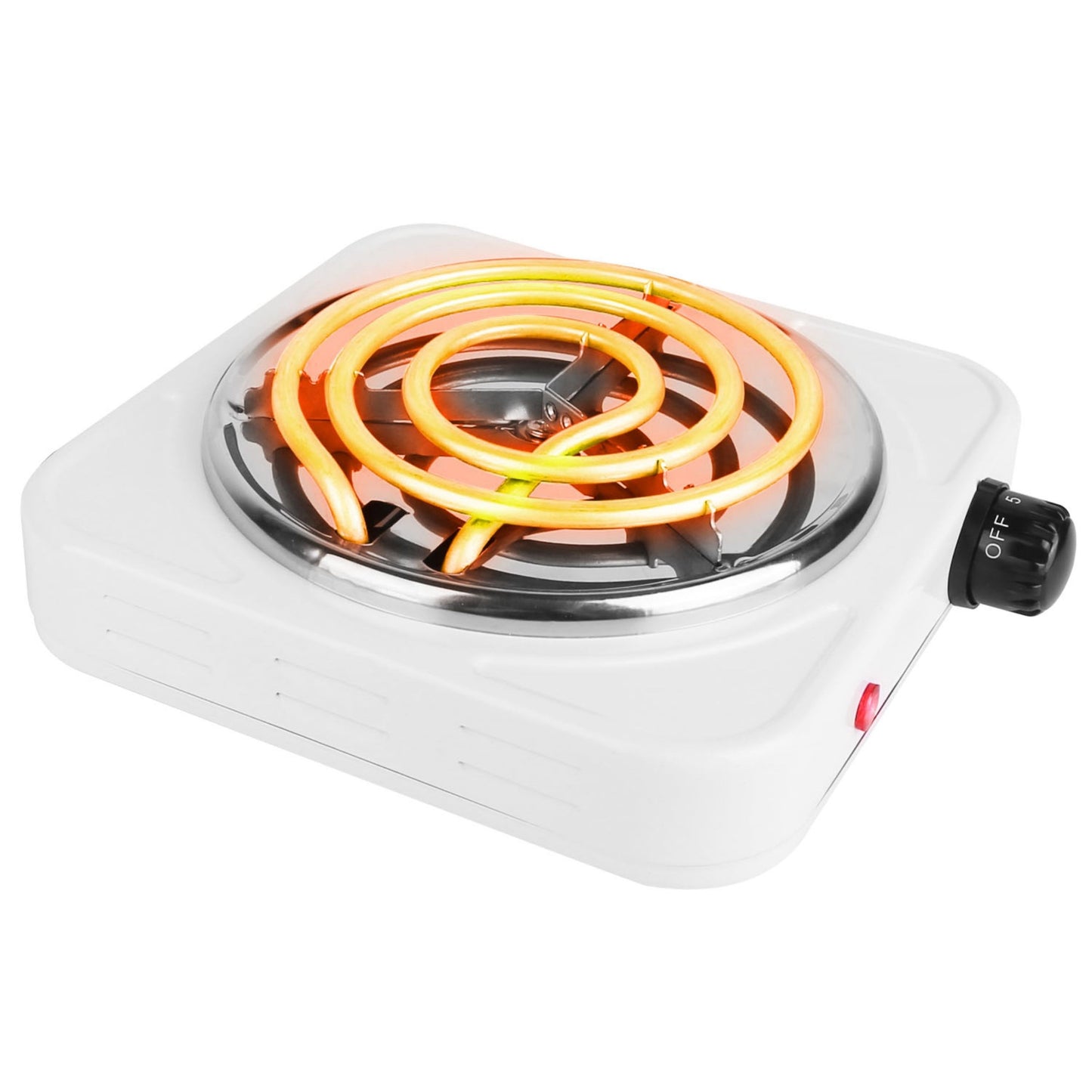 Portable 1000W Electric Single Burner Hot Plate Stove - Non Slip Feet, 5 Temp Adjustments - White - 1 Burner