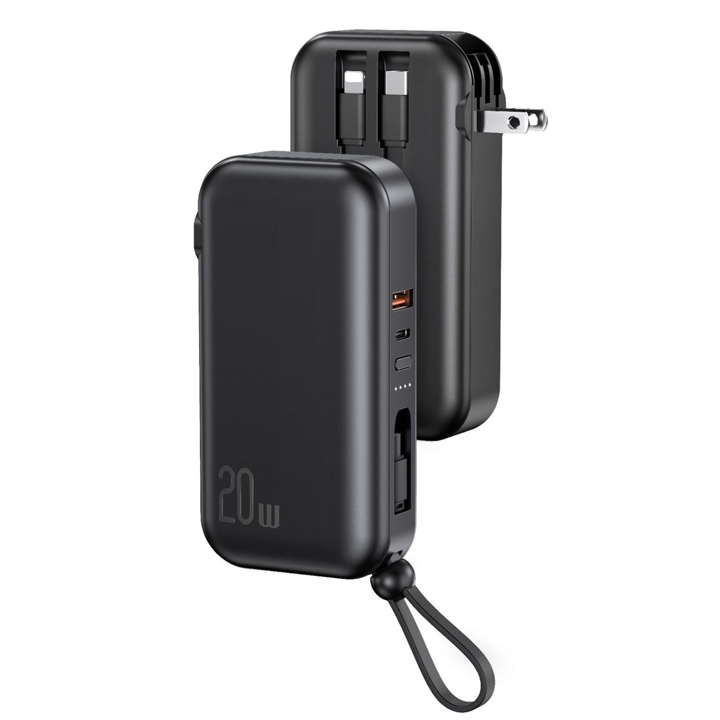 10K mAh Portable Charger w/ 3 Cables - PD20W QC18W Fast Charging Power Bank - 5 Outputs - iOSPhone 14 - Black - 10000mAh