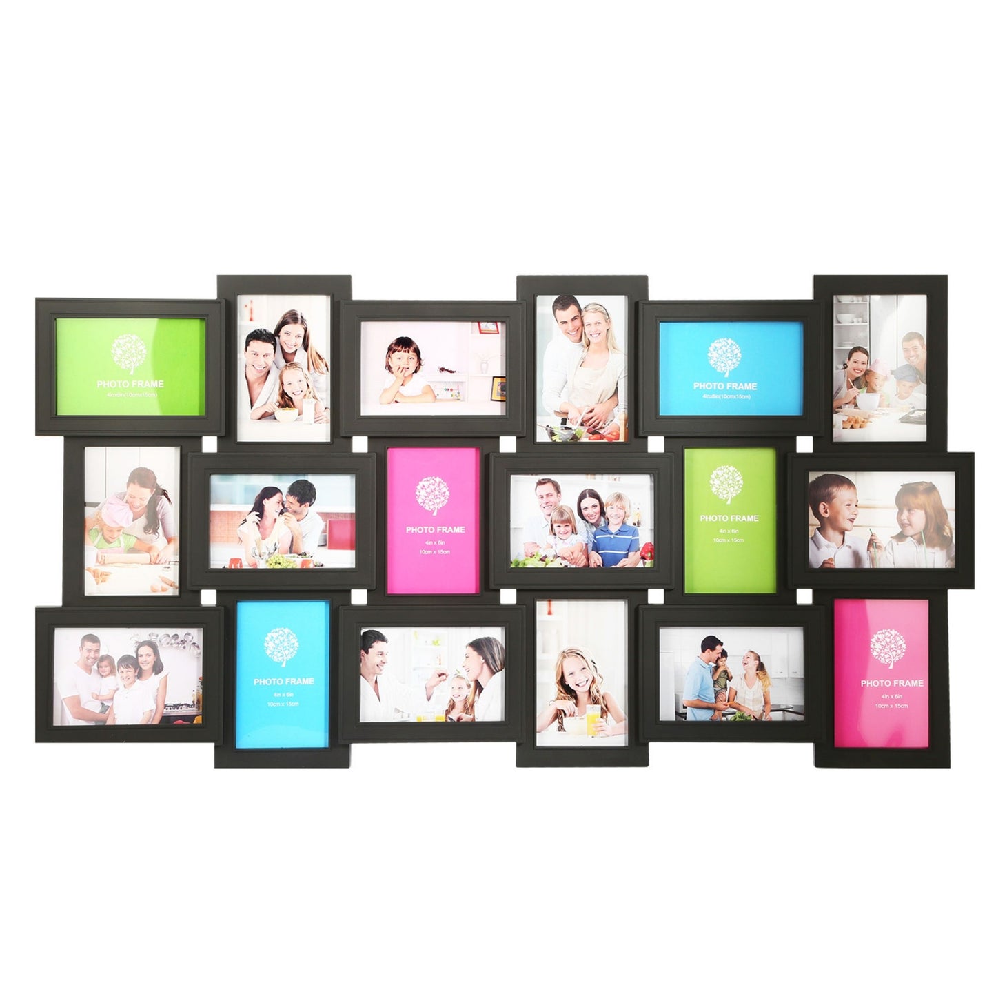 12/18 Collage Photo Frames | 4"x6" | Glass Protection | Wall Mount | Home Decor - Black - 18pcs