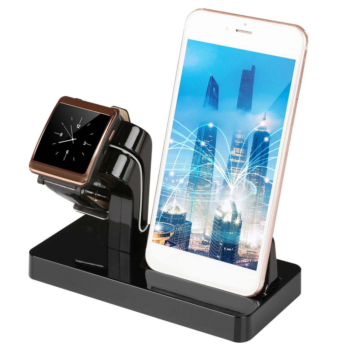 Apple Watch Charging Stand with iPhone 11/X/8/8Plus/7 - Dock Station Charger Holder (1 Stand) - Black -