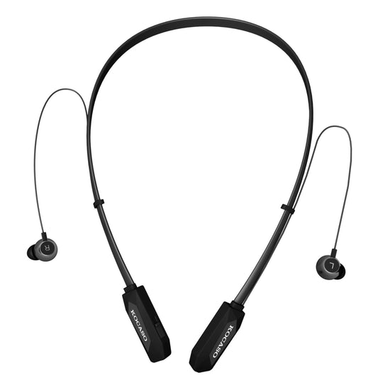 15Hrs Wireless Neckband Headphones - Sweat-proof Sport Earbuds with Deep Bass, Mic - In-Ear Magnetic Neckbands - Black -