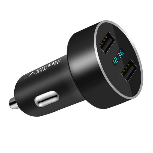 15W/3.1A Dual USB Car Charger Adapter - Fast Aluminum Alloy Charging for iPhone XR XS & Tablet PC - Black -