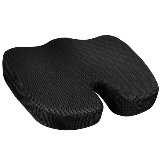 Orthopedic Memory Foam Seat Cushion for Office Car Seat - Tailbone & Hip Support - Black -