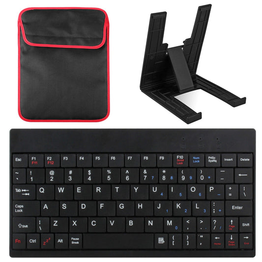 80 Keys Mini USB Wired Keyboard with Carry Bag and Tablet Stand for Android & Windows Tablet - Black -