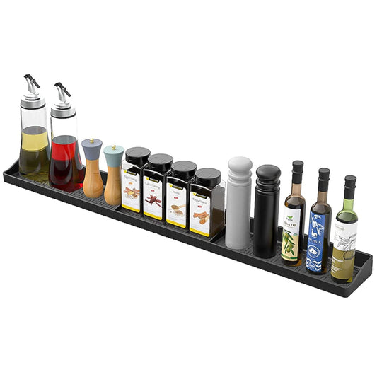 Magnetic Stove Top Shelf: Silicone Spice Rack for Kitchen Stove - Non-Slip Oven Organizer. - Black -