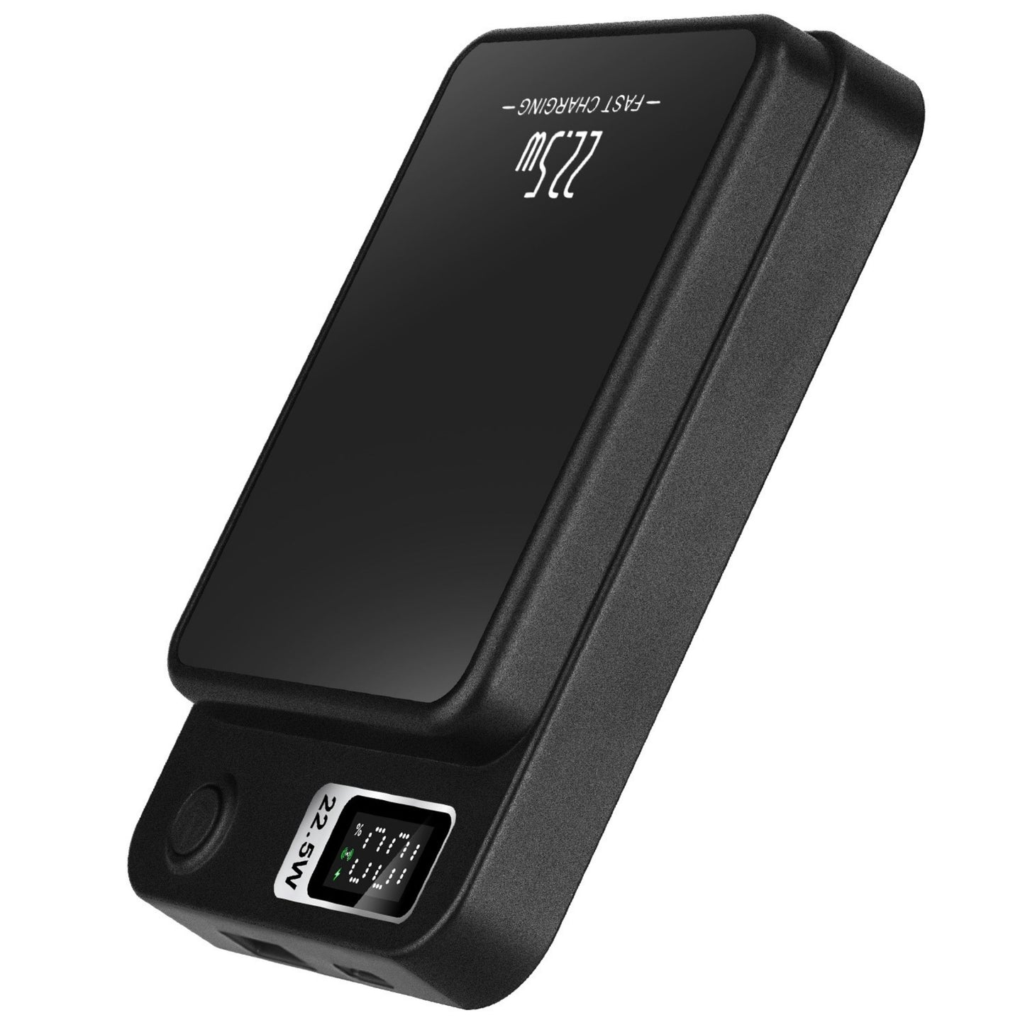 2-in-1 MagSafe Power Bank: 10,000mAh PD20W Fast Charger for iPhone 14 Series & More. Wireless Charging & Magnetic feature included. - Black -