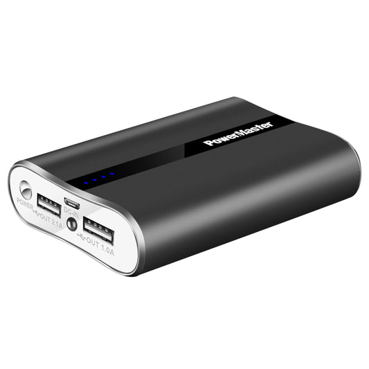 Ultra-Compact PowerMaster 12000mAh Charger - Dual USB Ports, Fast Charging - Ideal for IOS Phone - 3.1A Output - Black -