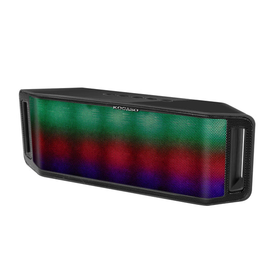 LED Wireless Speaker - Multicolor, Hands-free, FM Radio, USB, MMC, Aux In - for Party, Camping, Travel - Black -