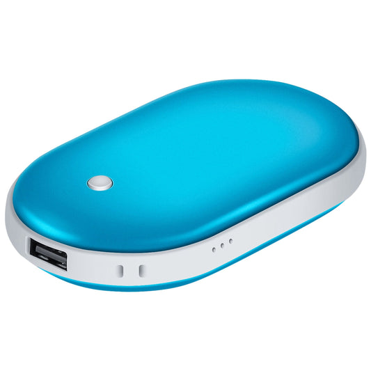 5000mAh Portable Hand Warmer & Power Bank - Rechargeable, Double-Sided Heating, Pocket Size - Blue -