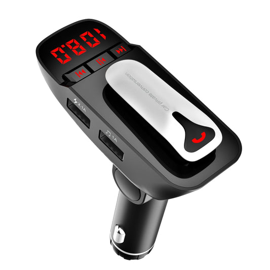 Wireless Car FM Transmitter w/ Hands-free Call, 2 USB Charge Ports, MP3 Player, TF Card & Aux-in - Black -