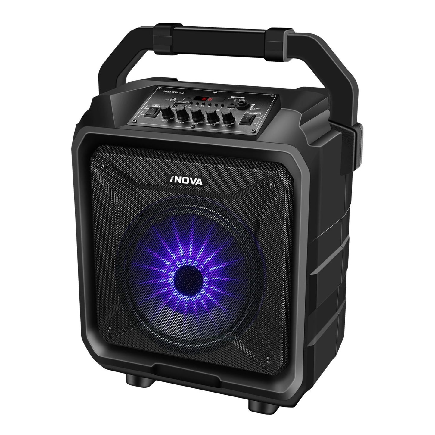 Portable Wireless Party Speaker with Disco Lights - Black -