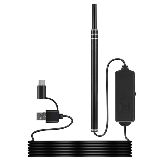 Ear Endoscope Otoscope Visual Earpick Camera IP67 Waterproof 3 in 1 Borescope LED Android, Ear Wax Removal Tool - Black -