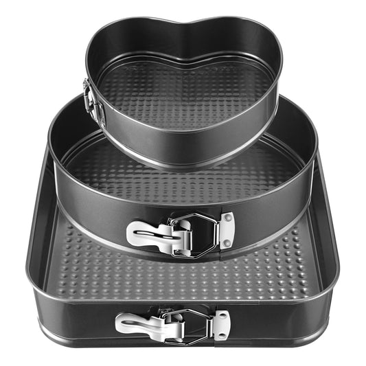 3Pc Non-Stick Springform Cake Pan Set - Leakproof 9"10"11" Bakeware - Black -