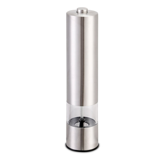 Stainless Steel Electric Salt Pepper Grinder - Adjustable Coarseness, Battery Operated, Easy Refill - Chrome -