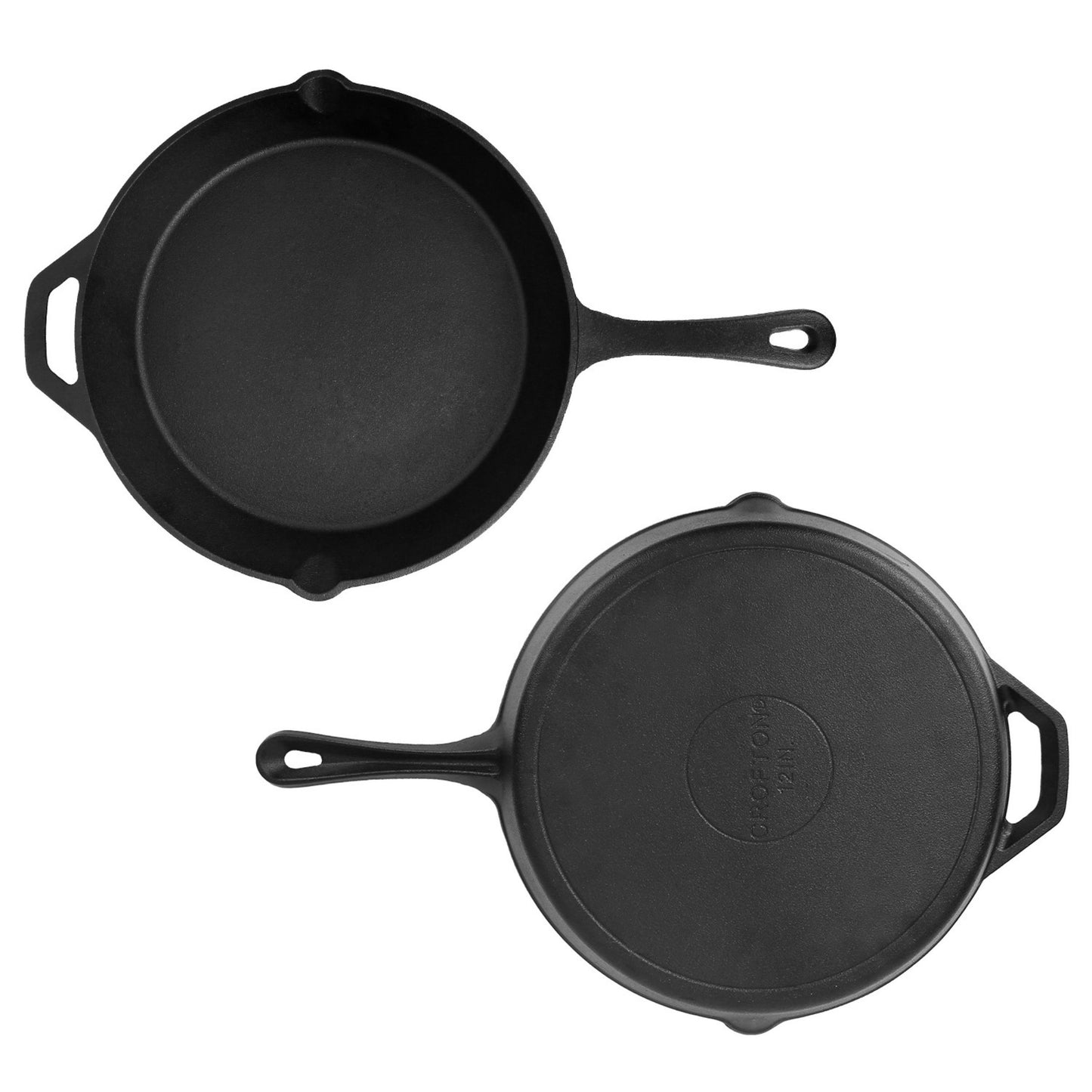 12" Pre-Seasoned Cast Iron Skillet - Oven Safe, Non-Stick Surface - Ideal for Cooking, Frying, Searing, Baking - Black -