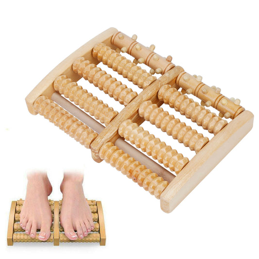 Dual Wooden Foot Roller - Stress Relief & Acupressure Massage for Foot, Leg, and Back - Wood -