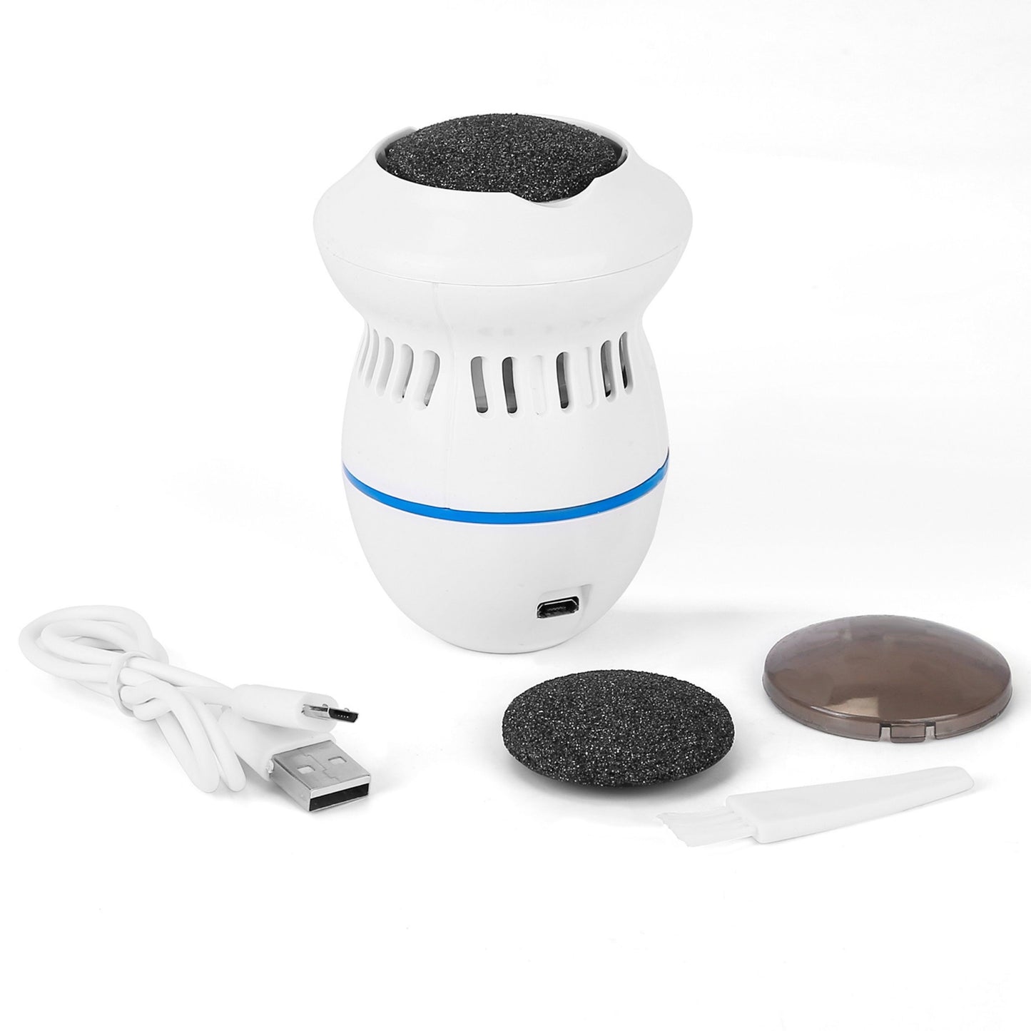 USB Rechargeable Electric Callus Grinder - Removes Hard Callus, Exfoliates Cracked Heels with Vacuum. - White -