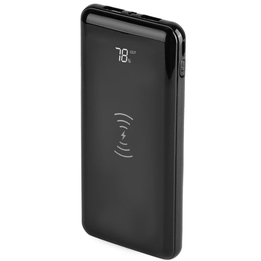 Wireless Charging Station Power Bank - 10000mAh, Phone/Tablet Charger, 4 Flashlight, Travel Outdoor - Black -