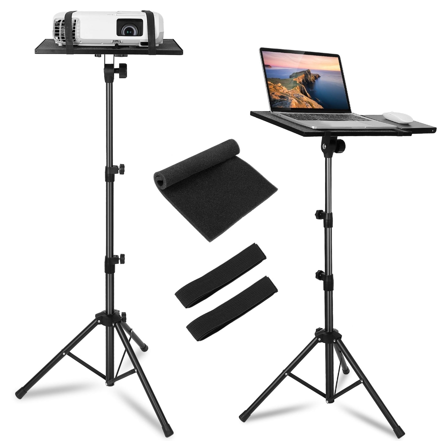 Portable Projector Tripod Stand with Height & Tilt Adjustment for DJ Equipment, Stage, Studio, Home & Office. - Black -