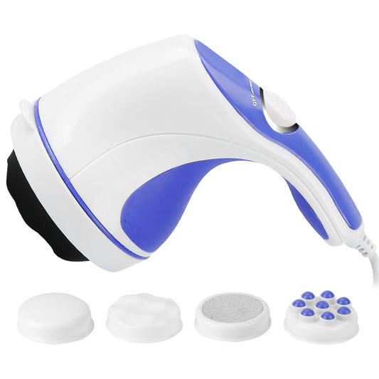 4-in-1 Electric Handheld Body Massager with Interchangeable Heads - White -