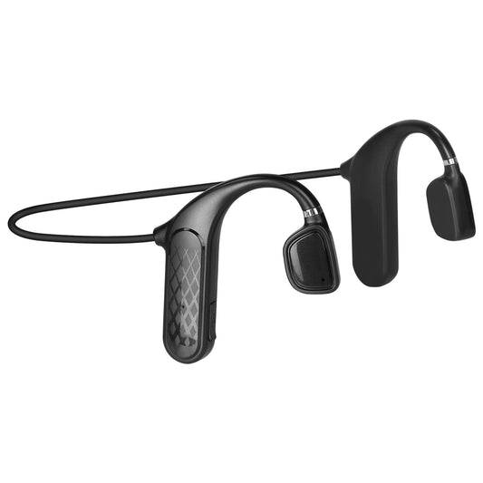 Wireless V5.1 Bone Conduction Earphones - Open-Ear Headsets with Mic - Sport Music Earphone - Business Driving - Black -