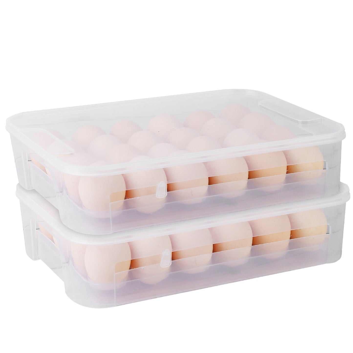 2Pcs Stackable Egg Storage Box for Refrigerator - 24 Cavity Per Container