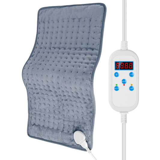 Electric Heating Pad - 22.8x11.4" - Pain Relief for Shoulder, Neck, Back, Spine, Legs, Feet - 9 Temp Levels, 4 Timer Modes - Gray -