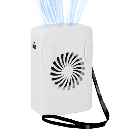 Portable Clip-on Fan with Power Bank - Rechargeable Desk Mini Fan, 3 Speeds. - White -