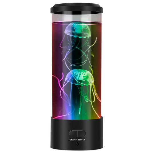 Multi-color Changing Jellyfish Lava Lamp - USB Electric Night Light for Home Office - Black -