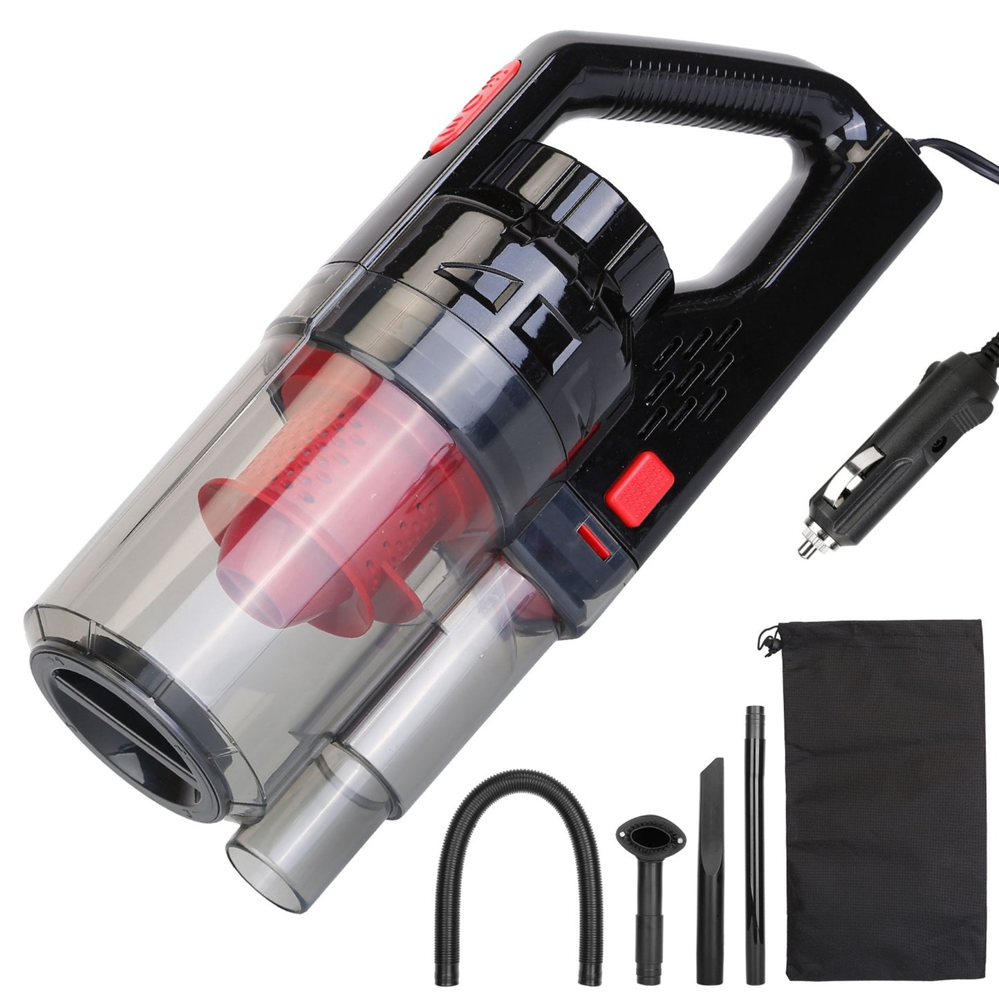 Powerful Handheld Car Vacuum Cleaner - 120W, 7000PA Suction, Wet/Dry, Accessory Kit - Black -